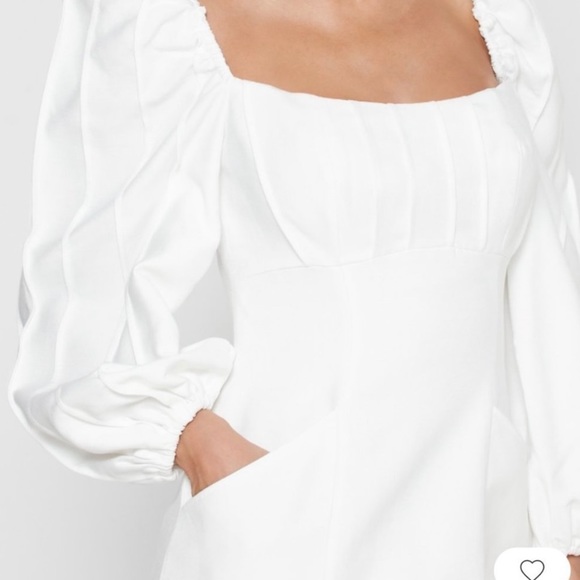 C/MEO COLLECTIVE Women's White Exaggerated Sleeve Peasant Mini Cocktail Dress - Picture 2 of 6